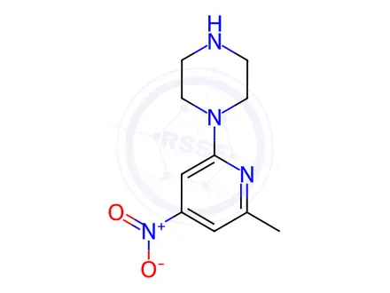 Chemical structure of Piperazine, 1-(6-methyl-4-nitro-2-pyridinyl)-