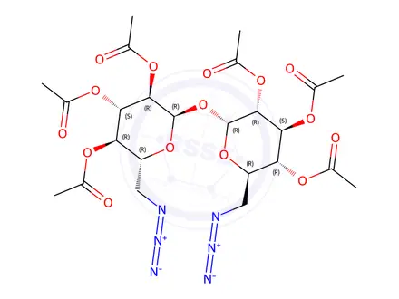 Chemical structure of 6,6'-Diazido-6,6'-dideoxy-α,α-D-trehalose hexaacetate