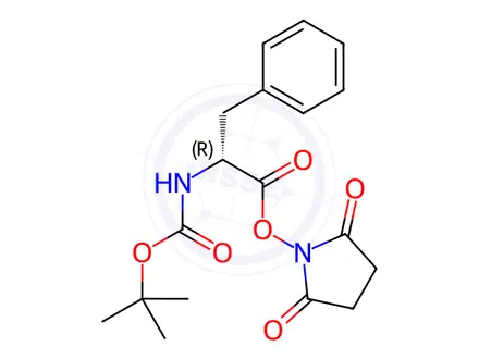 Chemical structure of Boc-D-phenylalanine N-hydrosuccinimide ester