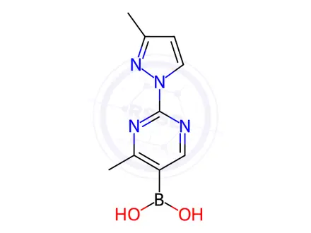 Chemical structure of (4-Methyl-2-(3-methyl-1H-pyrazol-1-yl)pyrimidin-5-yl)boronic acid