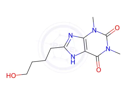 Chemical structure of 3,7-Dihydro-8-(4-hydroxybutyl)-1,3-dimethyl-1H-purine-2,6-dione