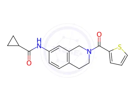 Chemical structure of N-(2-(Thiophene-2-carbonyl)-1,2,3,4-tetrahydroisoquinolin-7-yl)cyclopropanecarboxamide