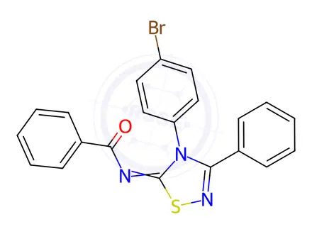 Chemical structure of N-[4-(p-Bromophenyl)-3-phenyl-1,2,4-thiadiazol-5(4H)-ylidene]benzamide