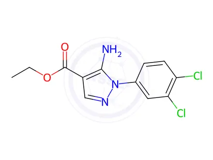 Chemical structure of Ethyl 5-amino-1-(3,4-dichlorophenyl)-1H-pyrazole-4-carboxylate