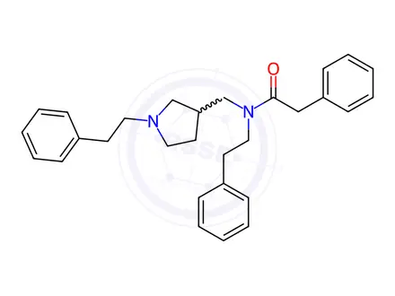 Chemical structure of N-(2-Phenylethyl)-N-[[1-(2-phenylethyl)pyrrolidin-3-yl]methyl]-2-phenylacetamide