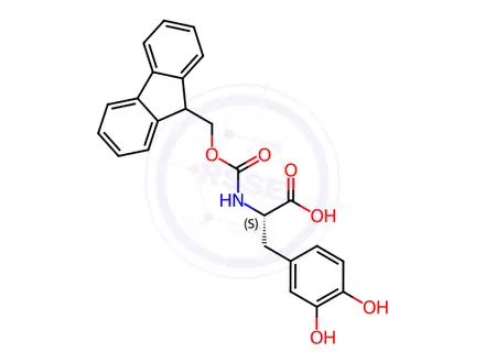 Chemical structure of (S)-2-((((9H-Fluoren-9-yl)methoxy)carbonyl)amino)-3-(3,4-dihydroxyphenyl)propanoic Acid
