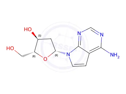 Chemical structure of (2R,3S,5R)-5-(4-Amino-7H-pyrrolo[2,3-d]pyrimidin-7-yl)-2-(hydroxymethyl)tetrahydrofuran-3-ol