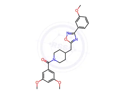 Chemical structure of 1-(3,5-dimethoxybenzoyl)-4-{[3-(3-methoxyphenyl)-1,2,4-oxadiazol-5-yl]methyl}piperidine