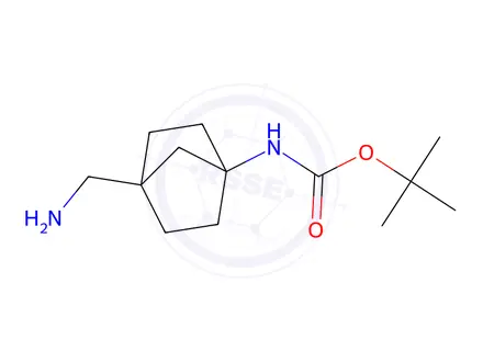 Chemical structure of tert-Butyl (4-(aminomethyl)bicyclo[2.2.1]heptan-1-yl)carbamate