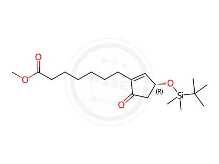 Chemical structure of (R)-Methyl 7-(3-((tert-butyldimethylsilyl)-oxy)-5-oxocyclopent-1-en-1-yl)heptanoate