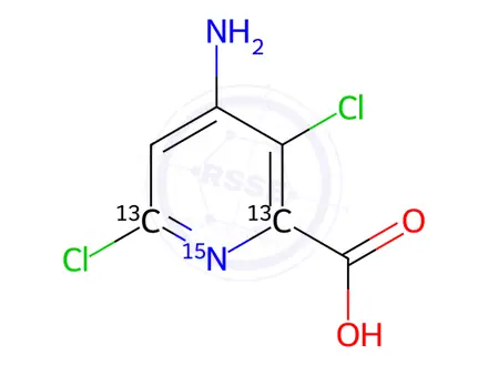 Chemical structure of Aminopyralid-13C2,15N