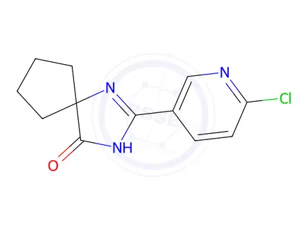 Chemical structure of 2-(6-Chloropyridin-3-yl)-1,3-diazaspiro[4.4]Non-1-en-4-one