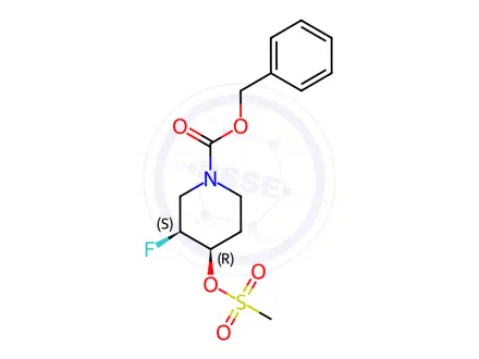 Chemical structure of benzyl Cis-3-fluoro-4-((methylsulfonyl)oxy)piperidine-1-carboxylate racemate