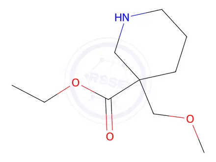 Chemical structure of ethyl 3-(methoxymethyl)piperidine-3-carboxylate
