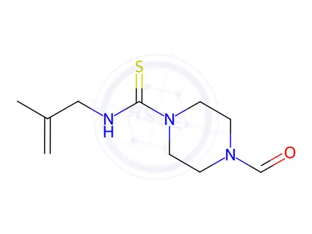 Chemical structure of 4-formyl-N-(2-methylprop-2-en-1-yl)piperazine-1-carbothioamide