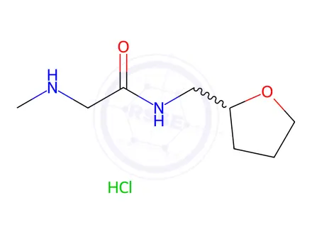Chemical structure of 2-(Methylamino)-N-(tetrahydro-2-furanylmethyl)-acetamide hydrochloride