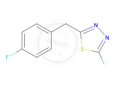 Chemical structure of 2-chloro-5-[(4-fluorophenyl)methyl]-1,3,4-thiadiazole