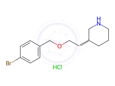 Chemical structure of 3-{2-[(4-Bromobenzyl)oxy]ethyl}piperidine hydrochloride