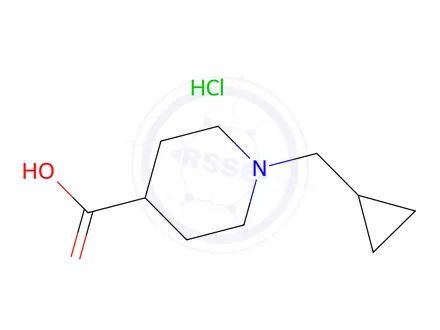 Chemical structure of 1-(cyclopropylmethyl)piperidine-4-carboxylic acid hydrochloride