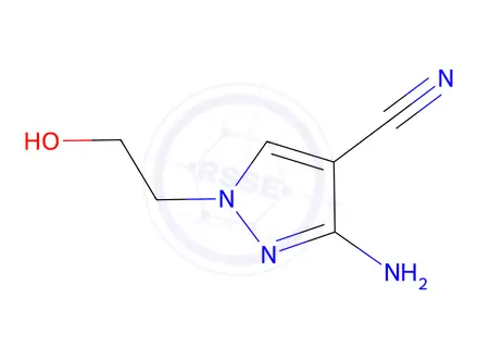 Chemical structure of 3-amino-1-(2-hydroxyethyl)-1H-pyrazole-4-carbonitrile