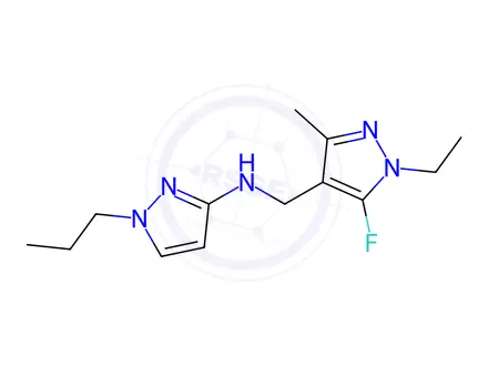 Chemical structure of N-[(1-ethyl-5-fluoro-3-methyl-1H-pyrazol-4-yl)methyl]-1-propyl-1H-pyrazol-3-amine