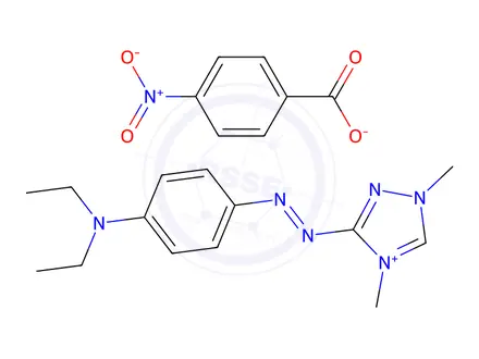 Chemical structure of 3(or5)-[[4-(diethylamino)phenyl]azo]-1,4-dimethyl-1H-1,2,4-triazolium 4-nitrobenzoate