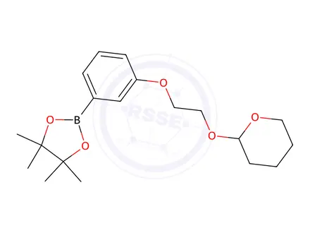 Chemical structure of 3-[2-(Tetrahydro-2H-pyran-2-ylethoxy)phenoxy]-4,4,5,5-tetramethyl-[1,3,2]dioxaboralane