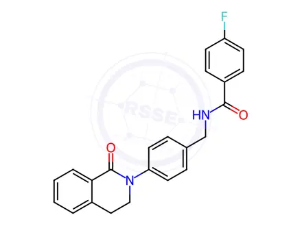 Chemical structure of Benzamide, N-[[4-(3,4-dihydro-1-oxo-2(1H)-isoquinolinyl)phenyl]methyl]-4-fluoro-