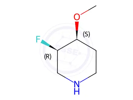 Chemical structure of (3R,​4S)​-​3-​fluoro-​4-​methoxypiperidine