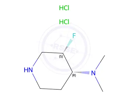 Chemical structure of (3S,4R)-3-fluoro-N,N-dimethylpiperidin-4-amine dihydrochloride