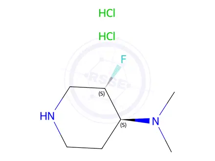 Chemical structure of (3S,4S)-3-fluoro-N,N-dimethylpiperidin-4-amine dihydrochloride