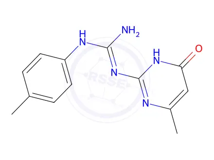 Chemical structure of N-(6-Methyl-4-oxo-1,4-dihydropyrimidin-2-yl)-N'-(4-methylphenyl)guanidine