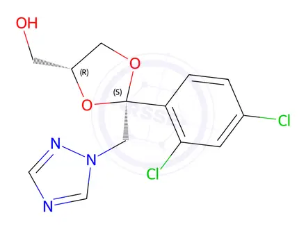 Chemical structure of ((2S,4R)-2-((1H-1,2,4-Triazol-1-yl)methyl)-2-(2,4-dichlorophenyl)-1,3-dioxolan-4-yl)methanol