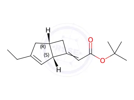 Chemical structure of tert-Butyl 2-((1R,5S)-3-ethylbicyclo[3.2.0]hept-3-en-6-ylidene)acetate