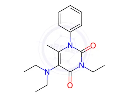 Chemical structure of Uracil, 5-(diethylamino)-3-ethyl-6-methyl-1-phenyl-