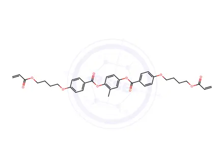 Chemical structure of Benzoic acid, 4-[4-[(1-oxo-2-propenyl)oxy]butoxy]-, 2-Methyl-1,4-phenylene ester