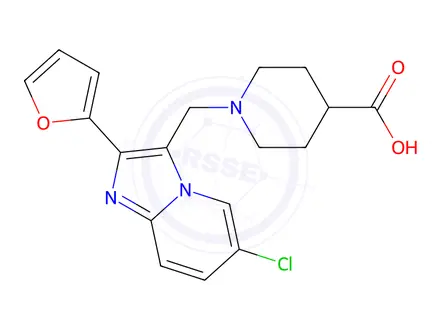 Chemical structure of 1-{[6-Chloro-2-(furan-2-yl)imidazo[1,2-a]pyridin-3-yl]methyl}piperidine-4-carboxylic acid