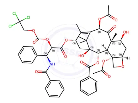 Chemical structure of 2’-O-{[(2,2,2,-Trichloroethyl)oxy]carbonyl Paclitaxel