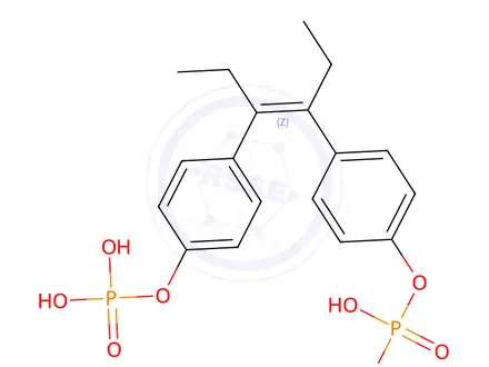 Chemical structure of 4,4'-(1,2-diethylethylene)diphenyl bis(dihydrogen phosphate)