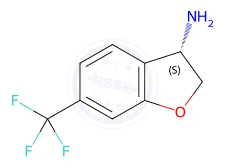 Chemical structure of (3S)-6-(trifluoromethyl)-2,3-dihydro-1-benzofuran-3-amine