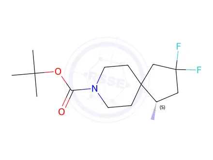 Chemical structure of Tert-butyl (S)-1-amino-3,3-difluoro-8-azaspiro[4.5]Decane-8-carboxylate