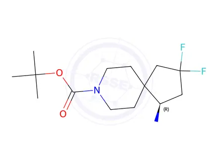 Chemical structure of Tert-butyl (R)-1-amino-3,3-difluoro-8-azaspiro[4.5]Decane-8-carboxylate