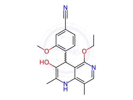 Chemical structure of 4-(5-Ethoxy-3-hydroxy-2,8-dimethyl-1,4-dihydro-1,6-naphthyridin-4-yl)-3-methoxybenzonitrile