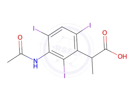Chemical structure of 2-(3-Acetylamino-2,4,6-triiodophenyl)propionic acid