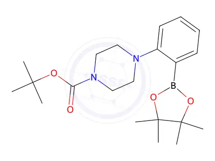 Chemical structure of tert-Butyl 4-(2-(4,4,5,5-tetramethyl-1,3,2-dioxaborolan-2-yl)phenyl)piperazine-1-carboxylate