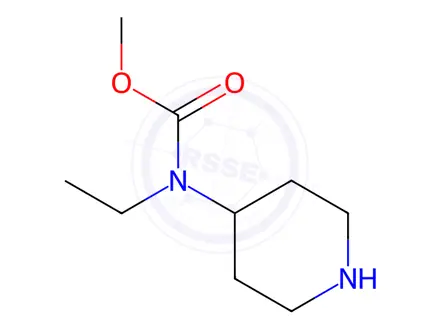 Chemical structure of Carbamic acid, ethyl-4-piperidinyl-, methyl ester (9CI)
