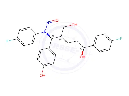 Chemical structure of N-(4-fluorophenyl)-N-((1S,2R,5S)-5-(4-fluorophenyl)-5-hydroxy-2-(hydroxymethyl)-1-(4-hydroxyphenyl)pentyl)nitrous amide