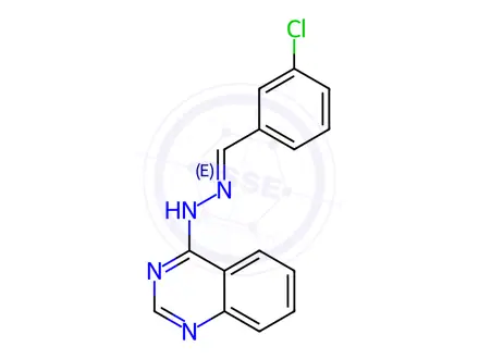 Chemical structure of 4-[(E)-2-[(3-Chlorophenyl)methylidene]hydrazin-1-yl]quinazoline