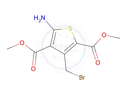Chemical structure of 2,4-Dimethyl 5-amino-3-(bromomethyl)thiophene-2,4-dicarboxylate