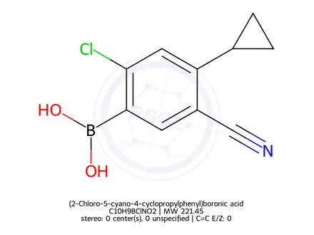 Chemical structure of (2-Chloro-5-cyano-4-cyclopropylphenyl)boronic acid
